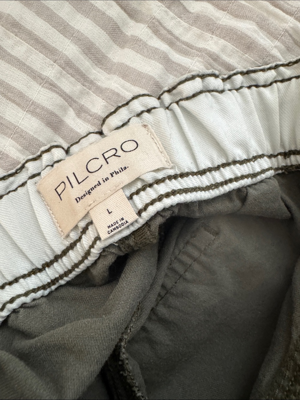 Pilcro Olive Green Utility Cargo Pants with Elastic Waist - Picture 2 of 3